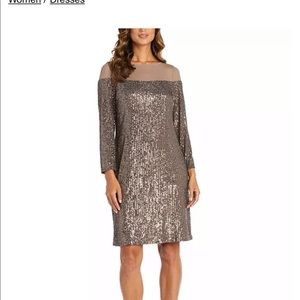 R & M Richards gray/gold sequin dress size 12 worn once!